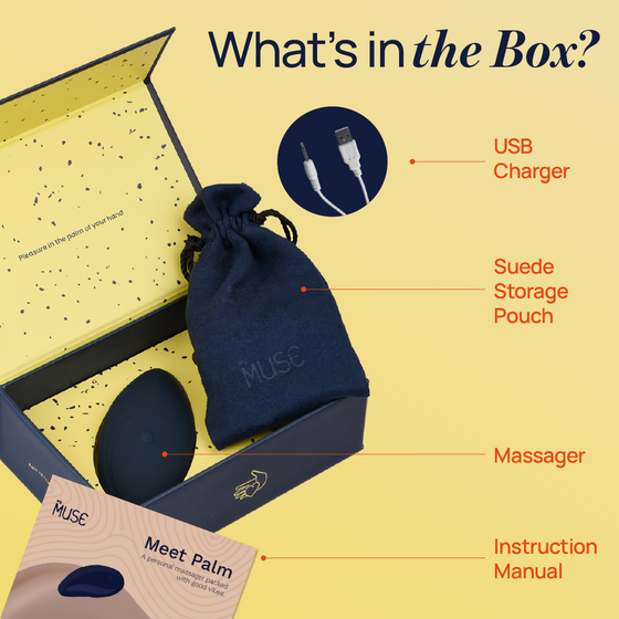 MyMuse's Palm: an infographic shows the contents & box of MyMuse's Palm