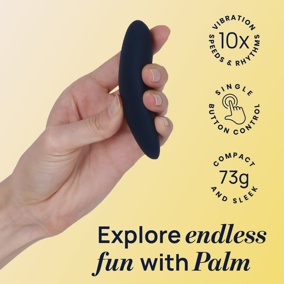 MyMuse's Palm: an infographic shows the key features Palm as a hand holds Palm